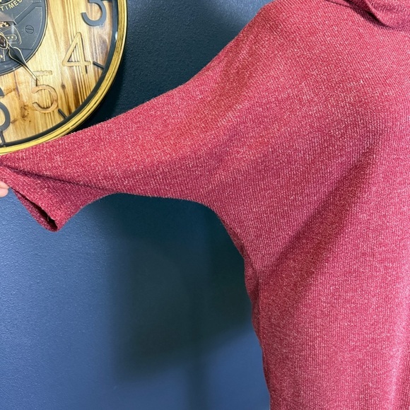 Everly Maroon Cowl Neck Sweater Tunic Mini Dress, Size Large - Picture 5 of 7